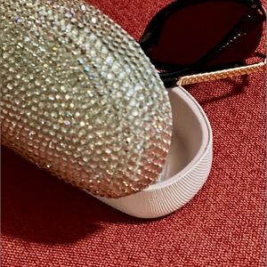 Light GOLD Bling Beaded Glasses Case Sparkling Rhinestone